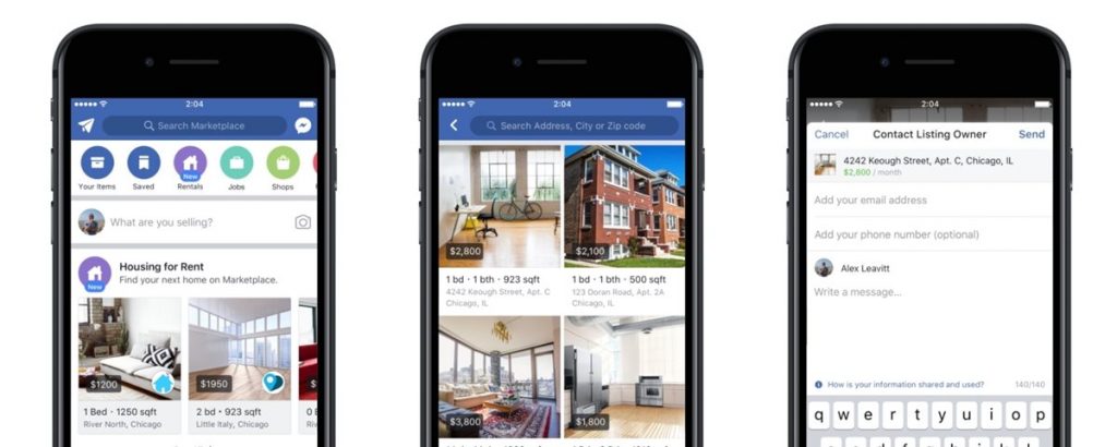 facebook testa aluguel de casas